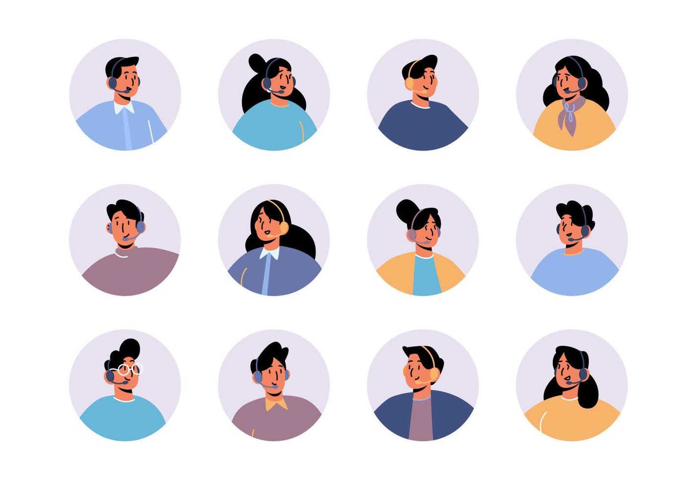 Avatars of customer support service agents vector