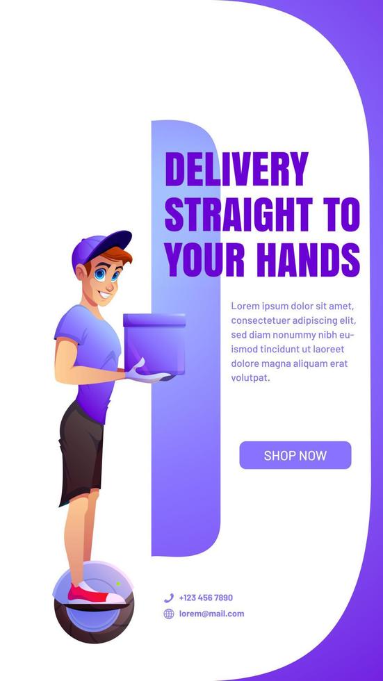 Delivery straight to your hands cartoon advert vector