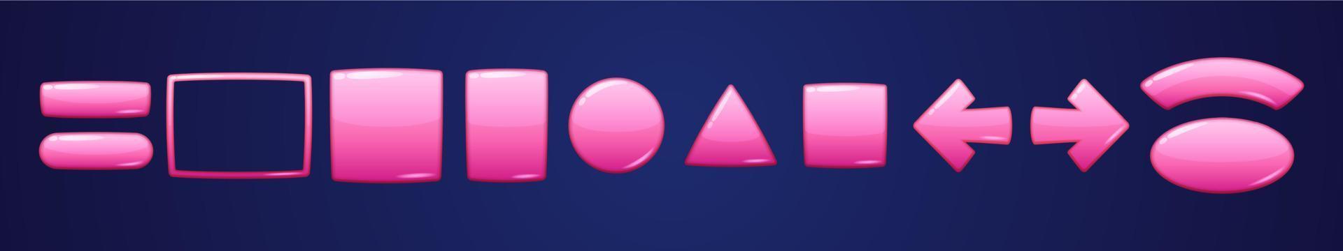 botones geométricos de color rosa brillante para el juego vector