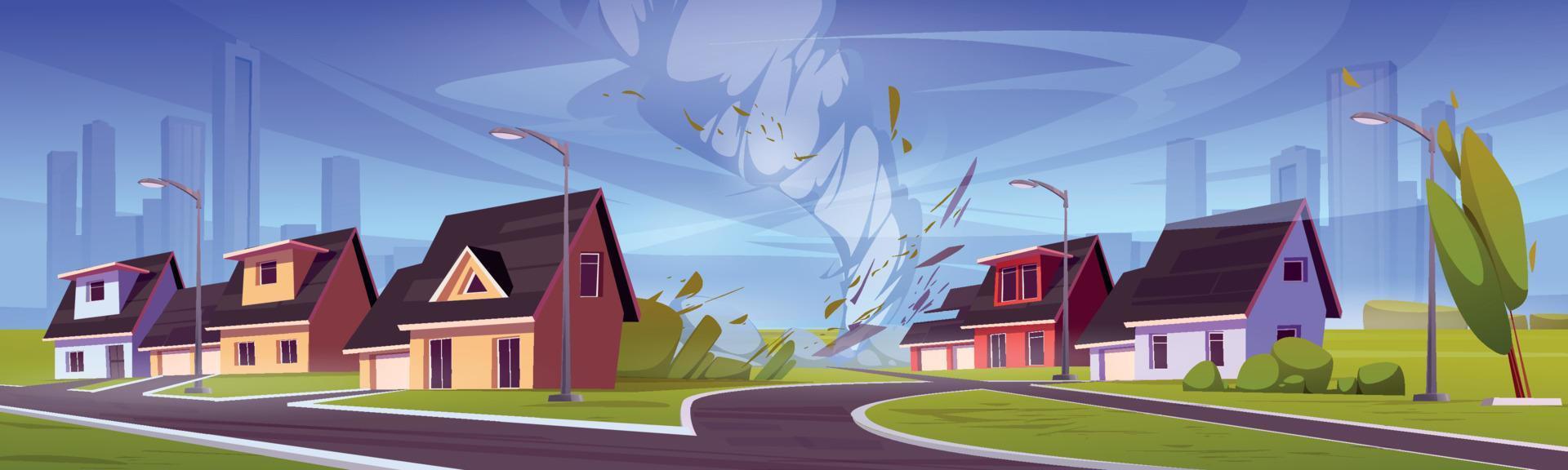 Tornado crashes house in village vector