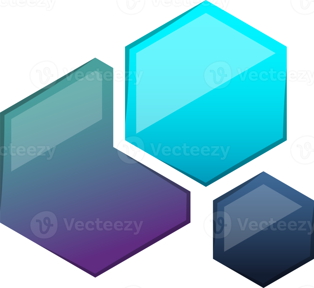 Abstract connected hexagon logo illustration in trendy and minimal style png