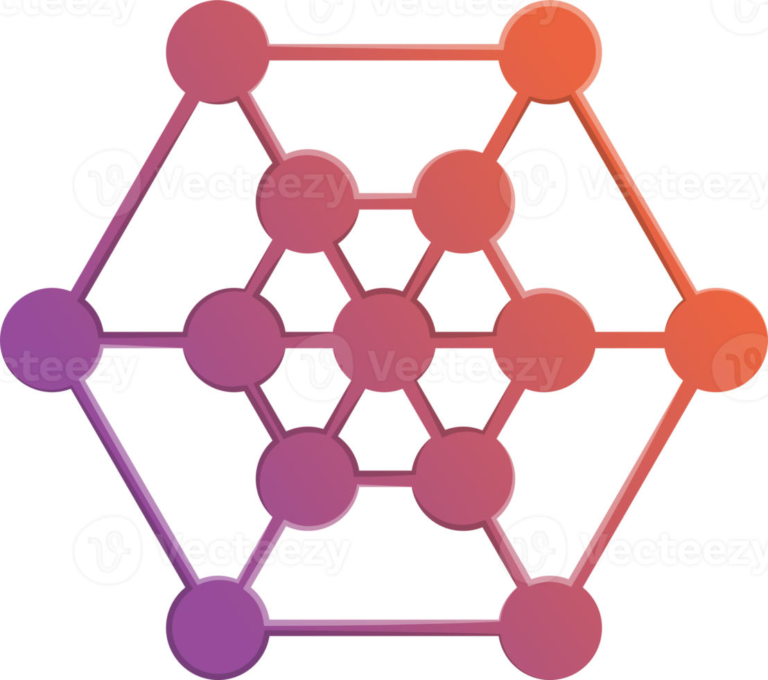 Abstract hexagon logo and connection illustration in trendy and minimal style png