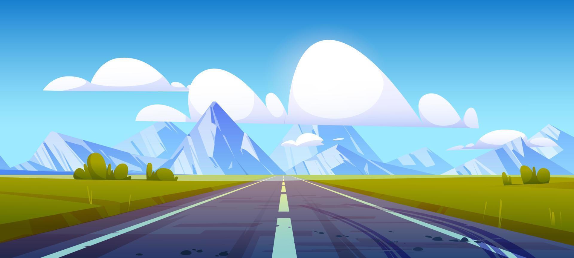 Straight highway disappear at mountain landscape vector