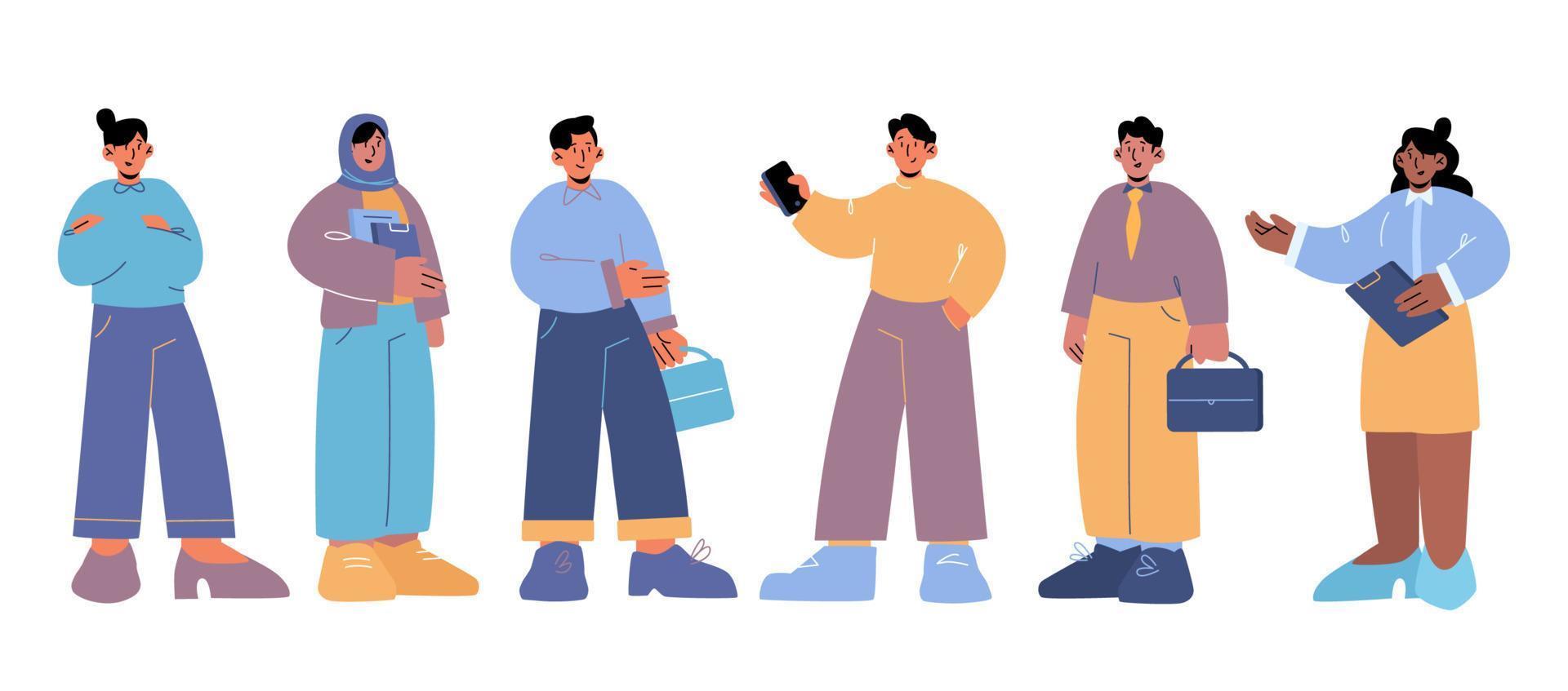 Multiracial people, students or office workers vector
