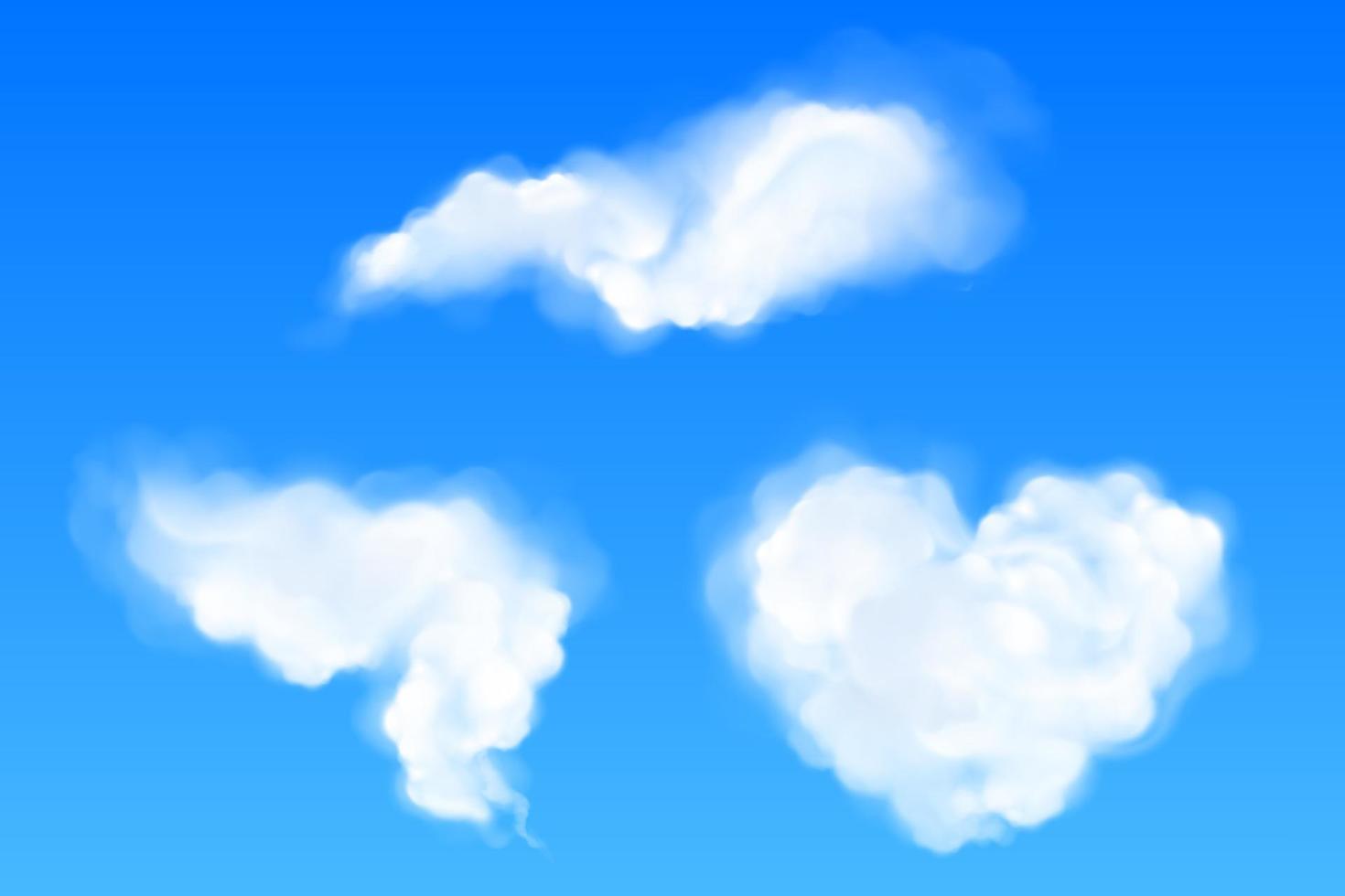 nubes realistas de corazón y formas abstractas vector