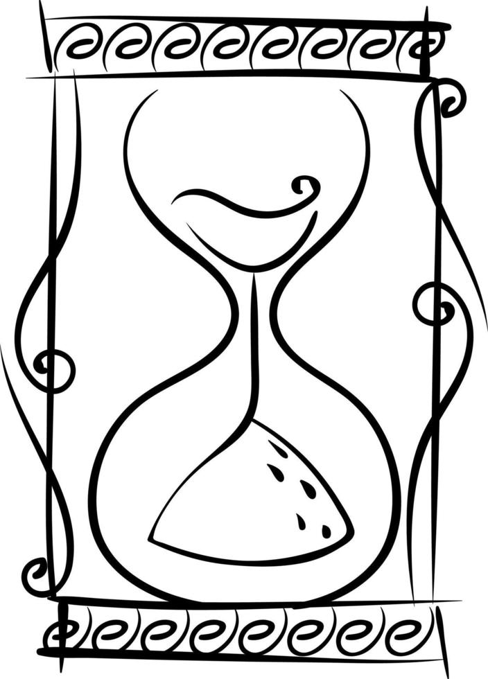 Reloj de arena decorativo, ilustración, vector sobre fondo blanco.