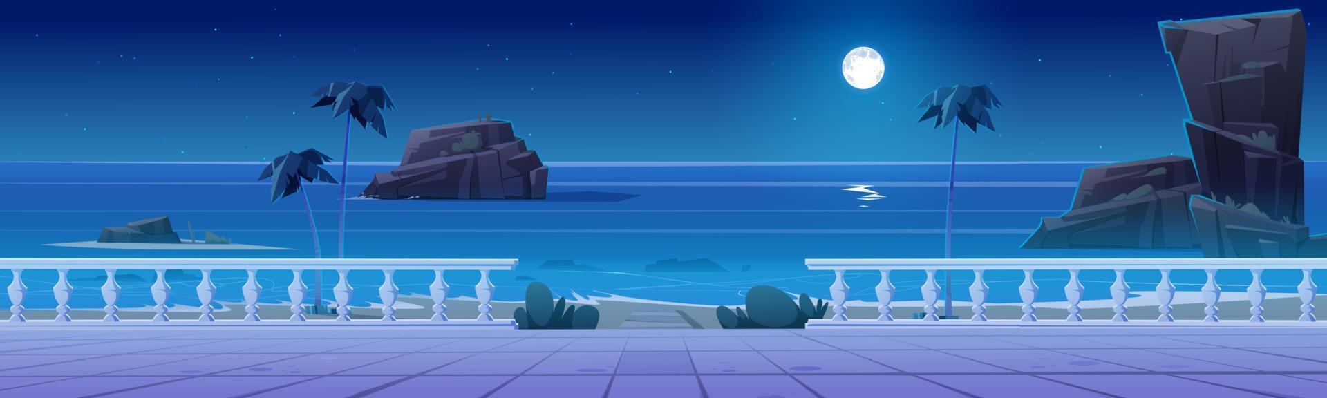 Summer seafront on tropical beach at night vector