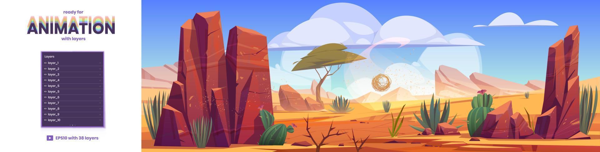 Desert of Africa natural background with layers vector