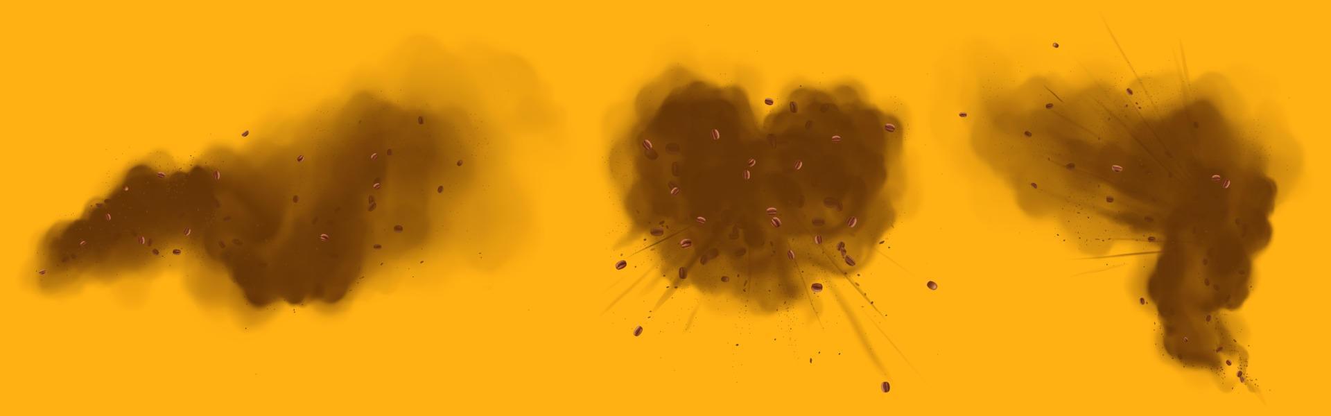 Coffee explosion with beans and powder vector