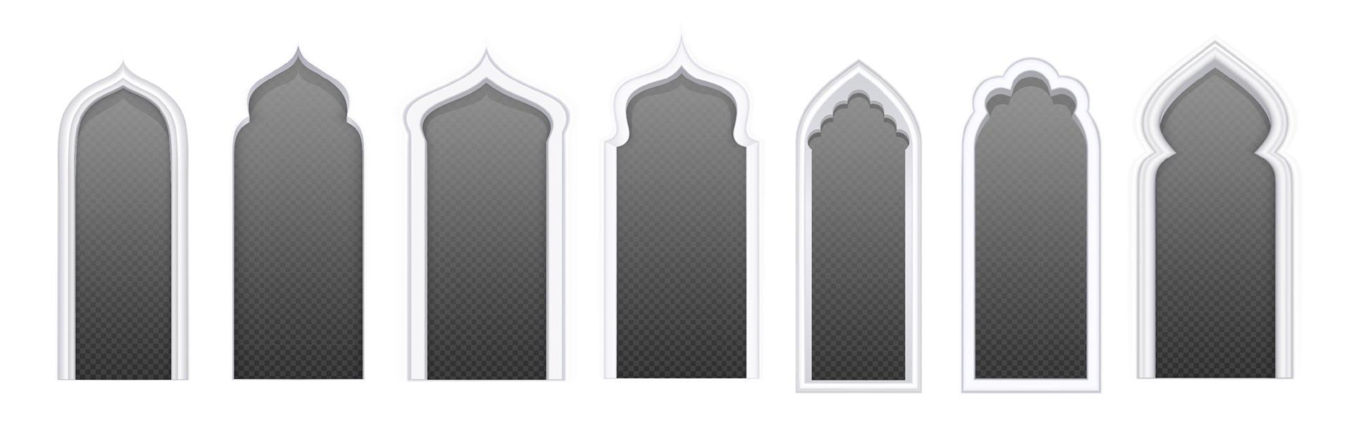 arcos de puertas árabes, arquitectura islámica vector