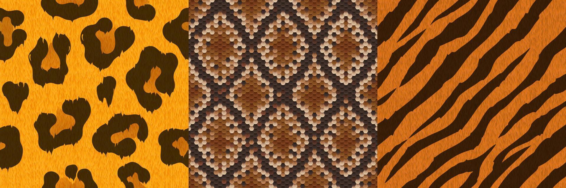 Textures of leopard, tiger and snake skin vector