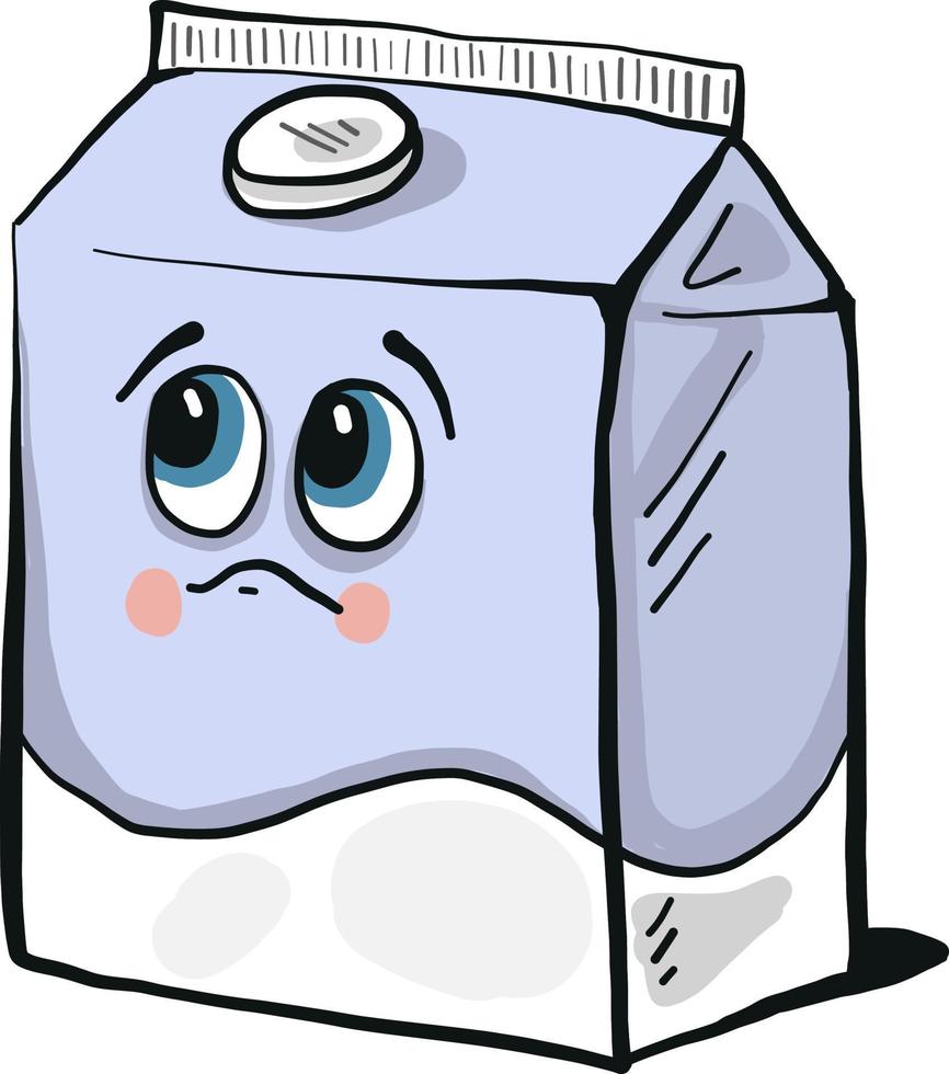Sad milk , illustration, vector on white background