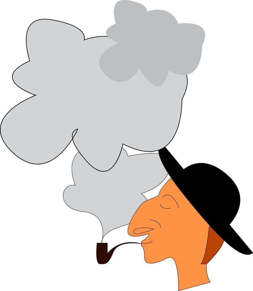 A smoking man, vector or color illustration.