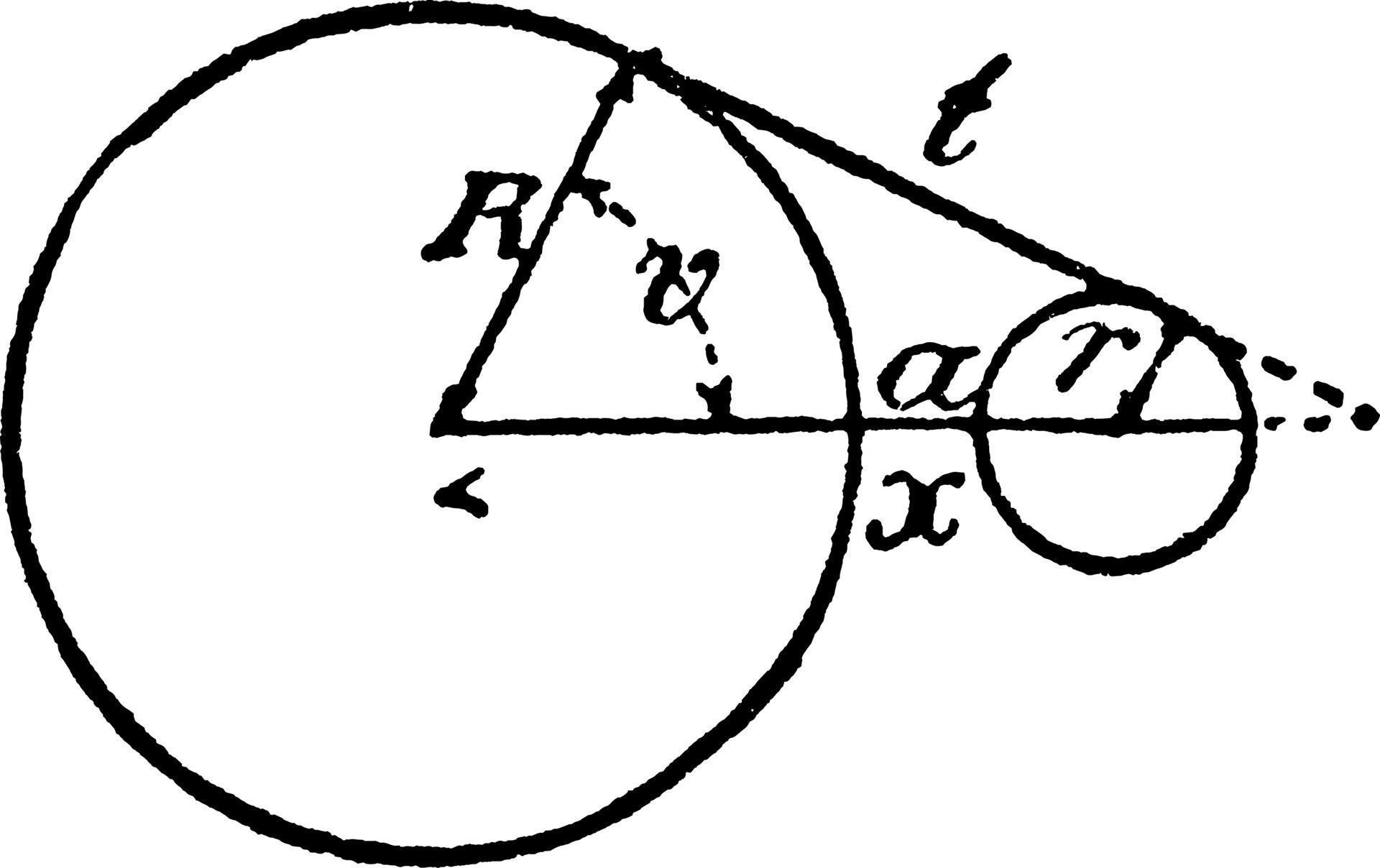 Model Of Geometric Relationships In 2 Circles, vintage illustration