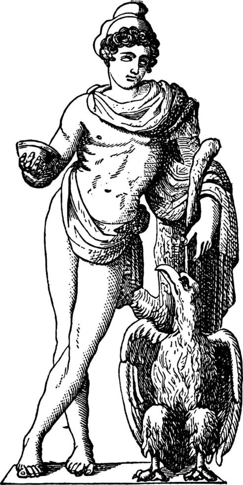 Ganymede vintage illustration. vector
