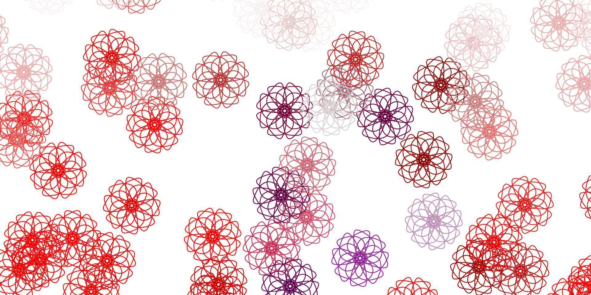 Light pink, red vector doodle background with flowers.