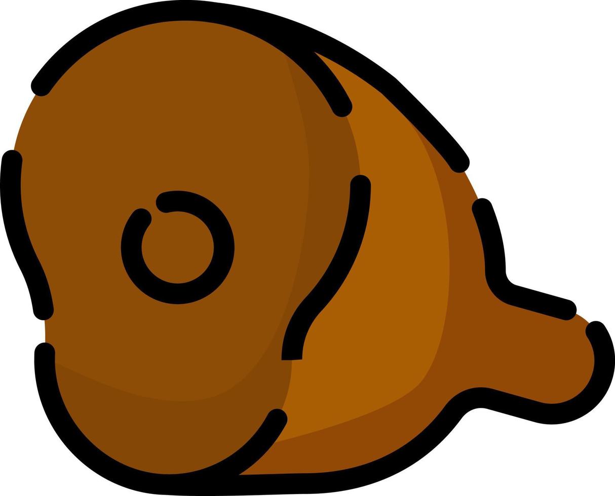 Piece of ham, illustration, vector on a white background.