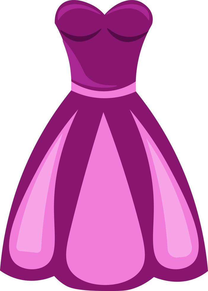 Pink dress, illustration, vector on white background.