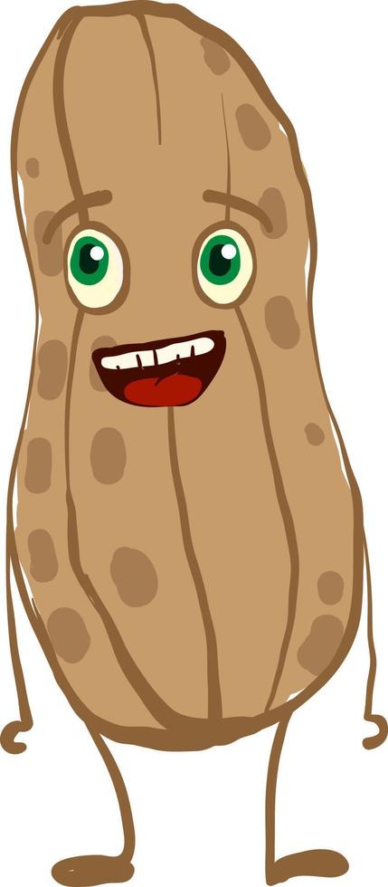 Happy peanut, illustration, vector on white background.