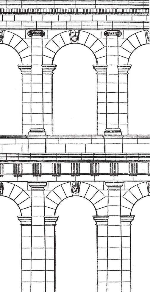 Archs, antique,  vintage engraving. vector