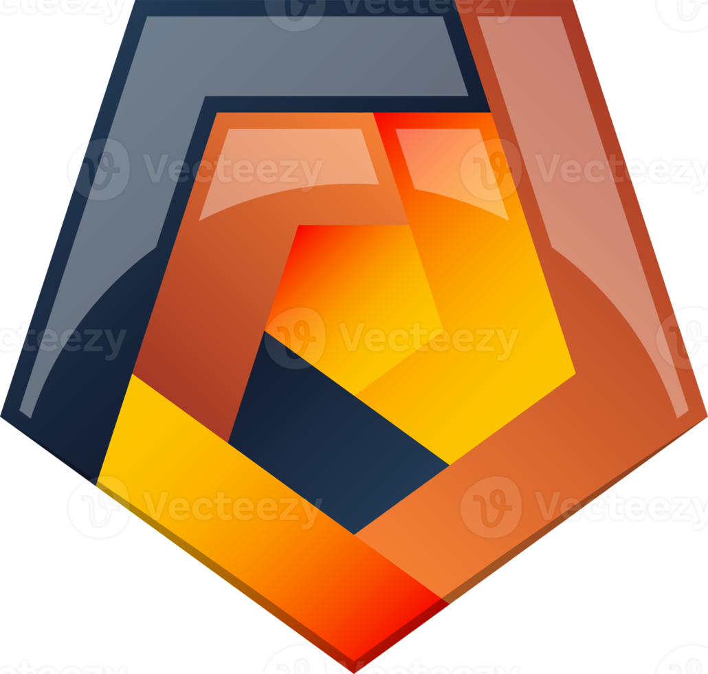 Abstract pentagon maze logo illustration in trendy and minimal style png