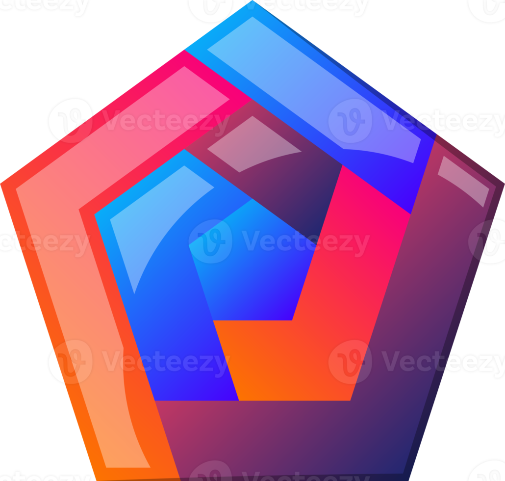 Abstract pentagon maze logo illustration in trendy and minimal style png