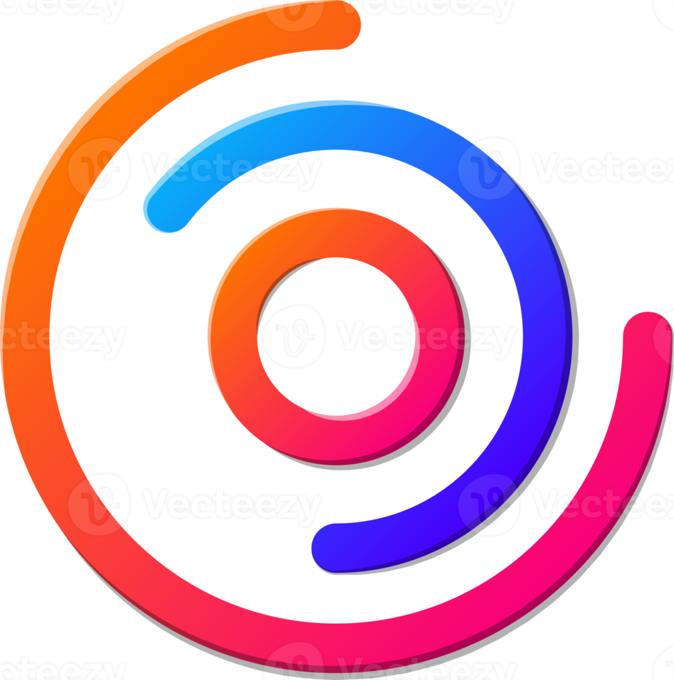Abstract overlapping circle logo illustration in trendy and minimal style png