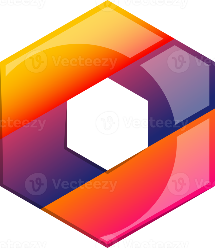 Abstract hexagon and circle logo illustration in trendy and minimal style png