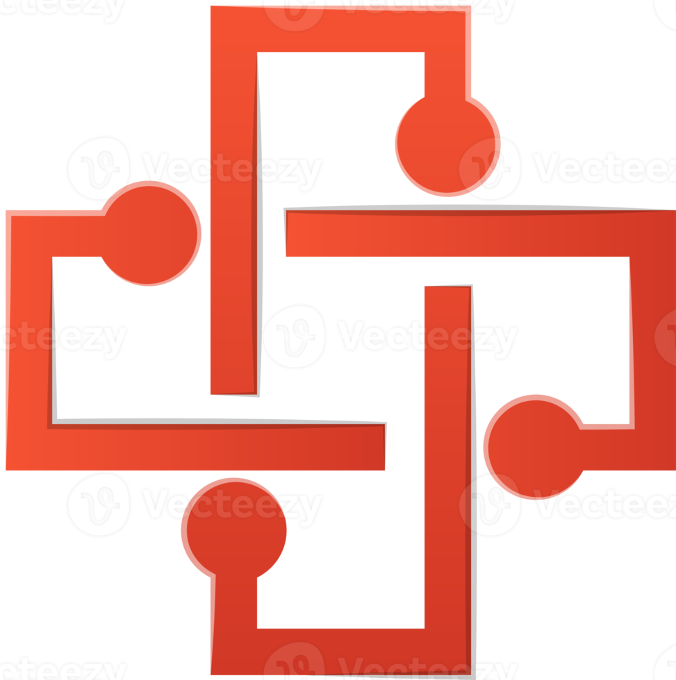 Abstract connection logo illustration in trendy and minimal style png