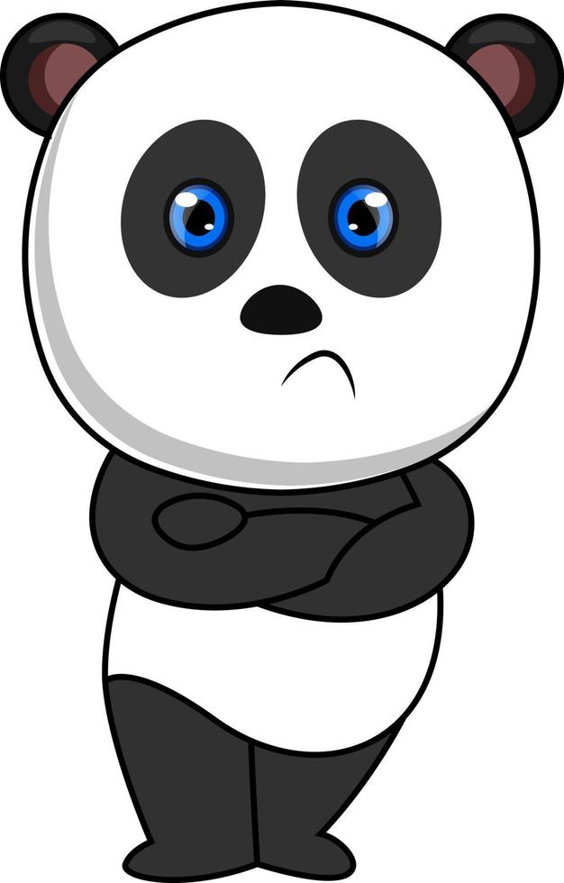 Angry panda, illustration, vector on white background.