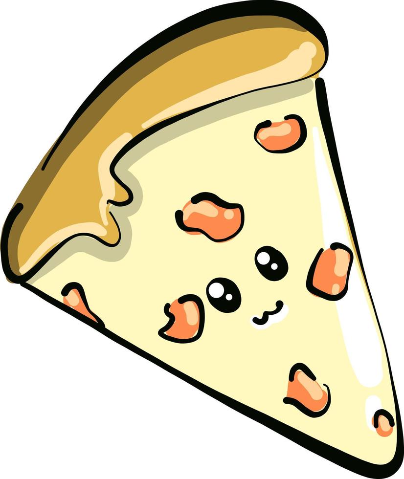 Slice of pizza , illustration, vector on white background