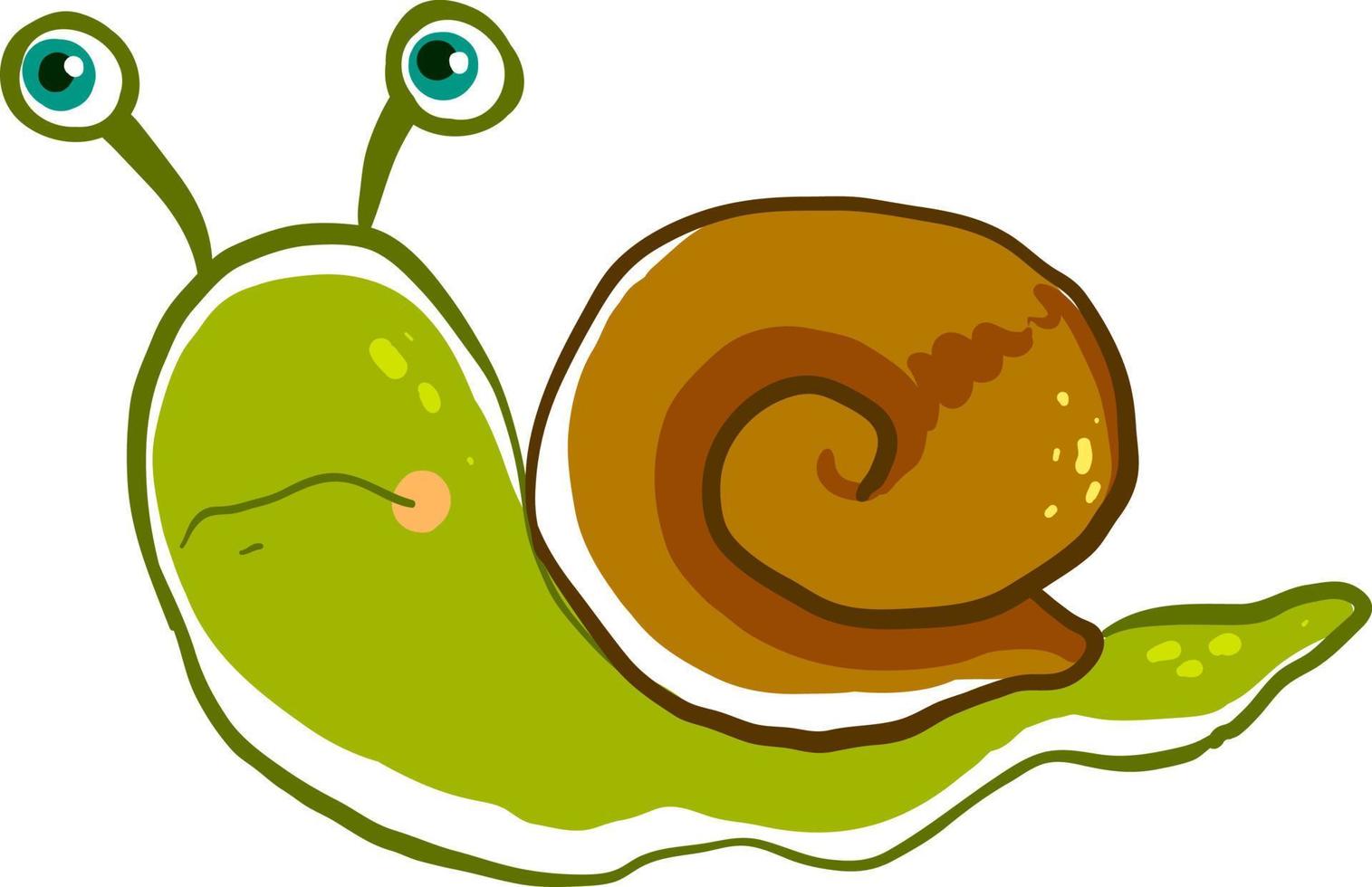 Caracol triste, ilustración, vector sobre fondo blanco.