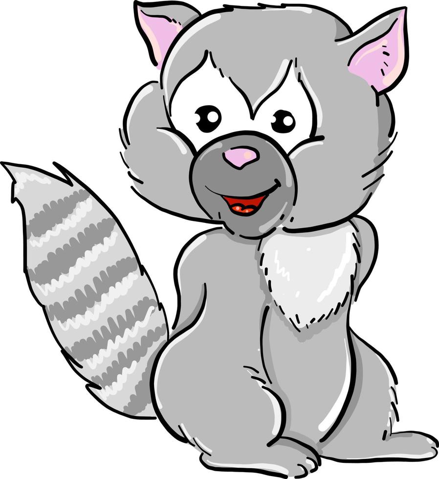 Silver skunk, illustration, vector on white background