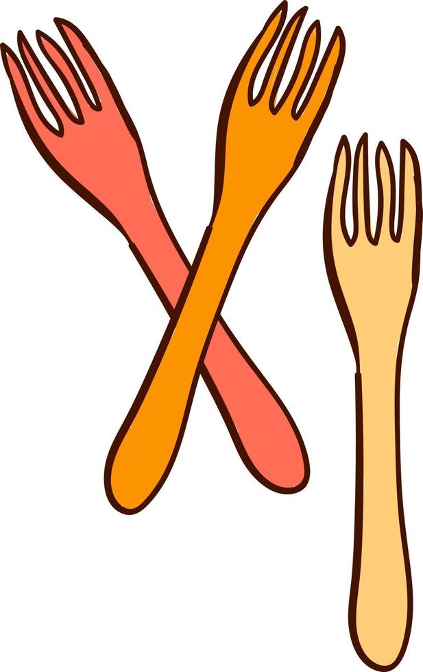 Orange forks, illustration, vector on white background.
