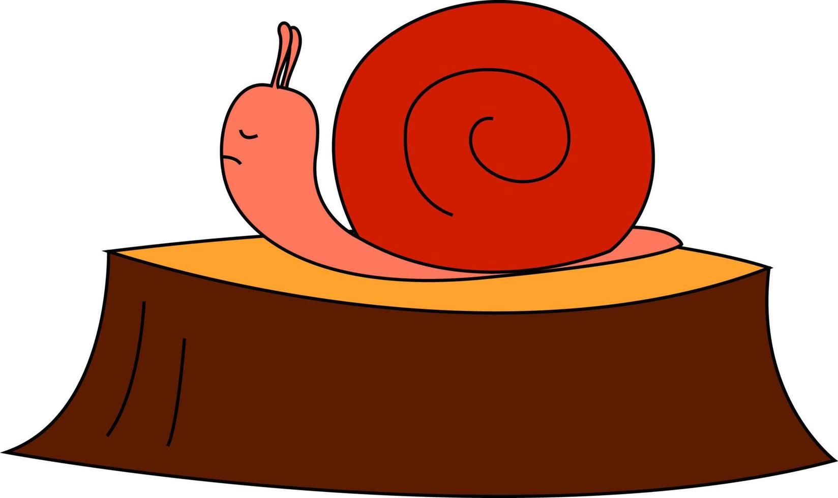 Caracol dormido, ilustración, vector sobre fondo blanco.