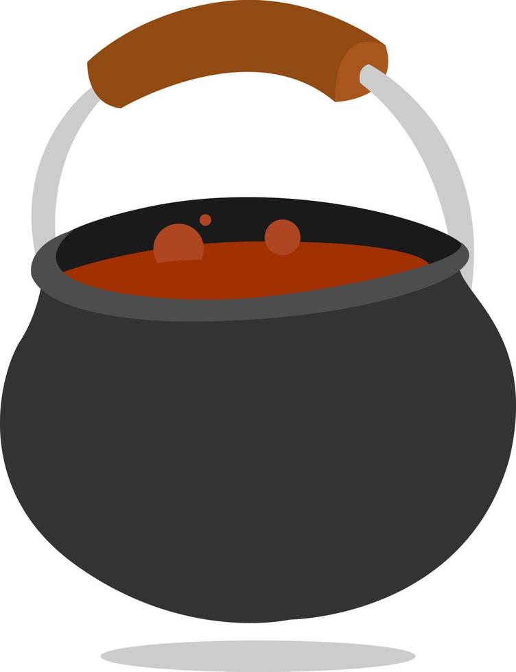 Soup in big bowl, illustration, vector on white background.