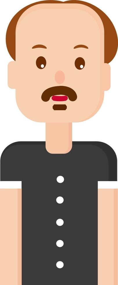 Man with black shirt, illustration, vector on white background.