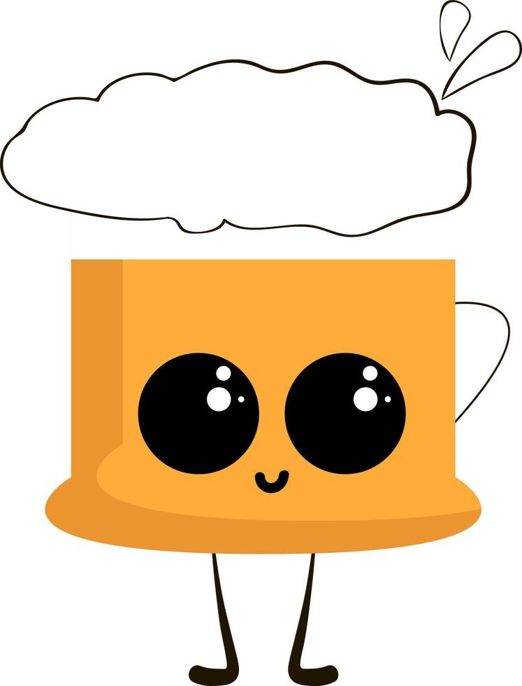 Cute beer in mug, illustration, vector on white background.