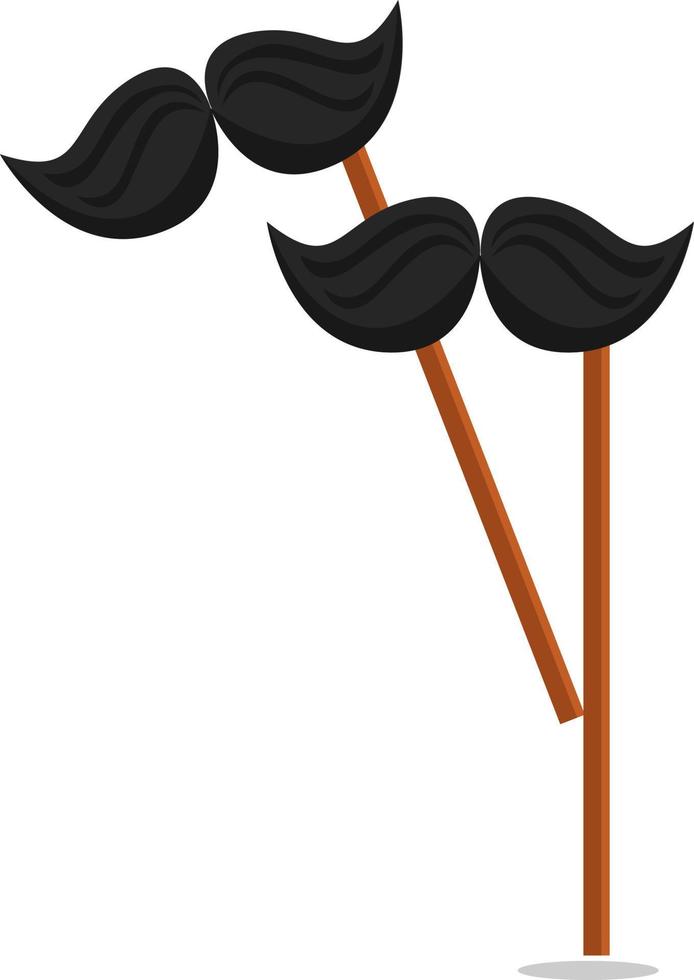Mustache on stick, illustration, vector on white background.