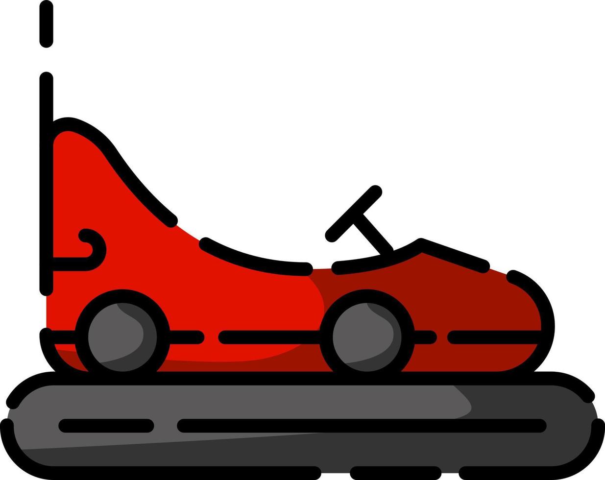 Amusment park bumping car, illustration, vector on a white background.