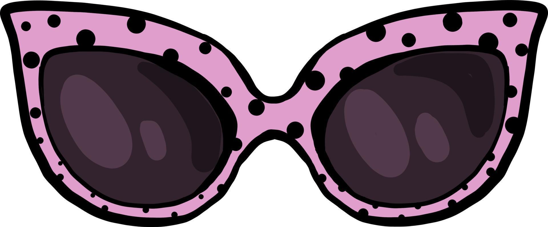 Interesting purple sunglasses, illustration, vector on white background.