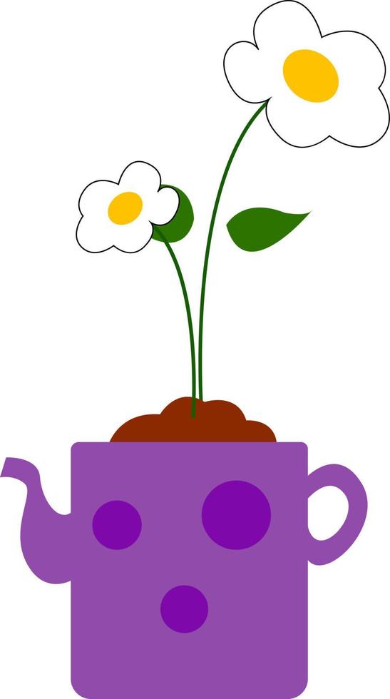 Flower in a pot, illustration, vector on white background.