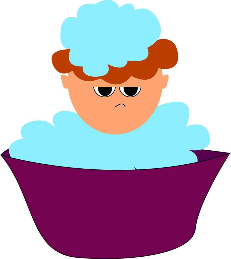 Baby bath in pink tub, illustration, vector on white background.