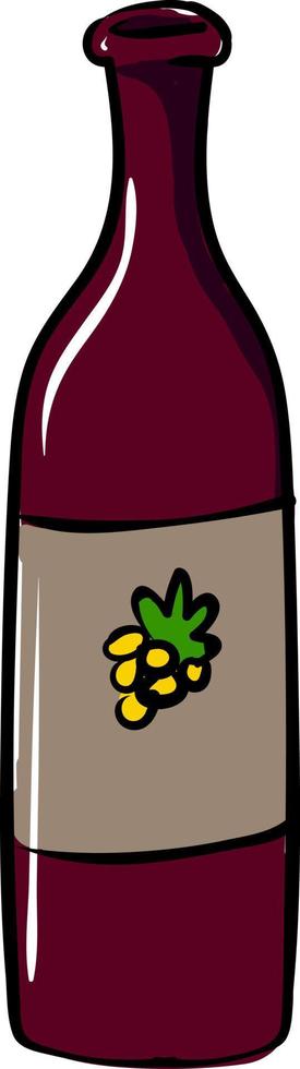 Wine bottle, illustration, vector on white background.
