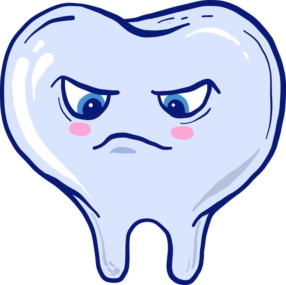 Angry tooth, illustration, vector on white background.