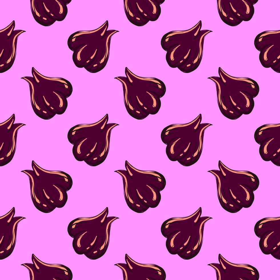 Purple onions ,seamless pattern on light pink background. vector