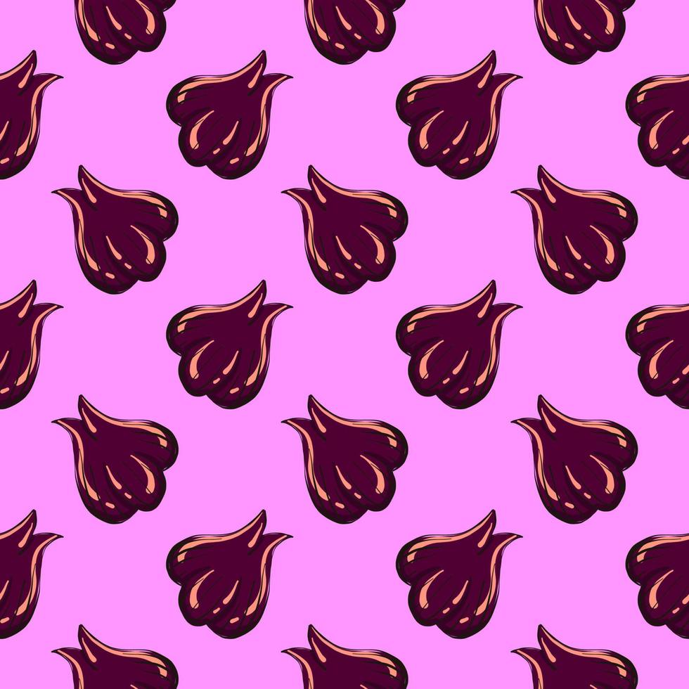 Purple onions ,seamless pattern on light pink background. vector