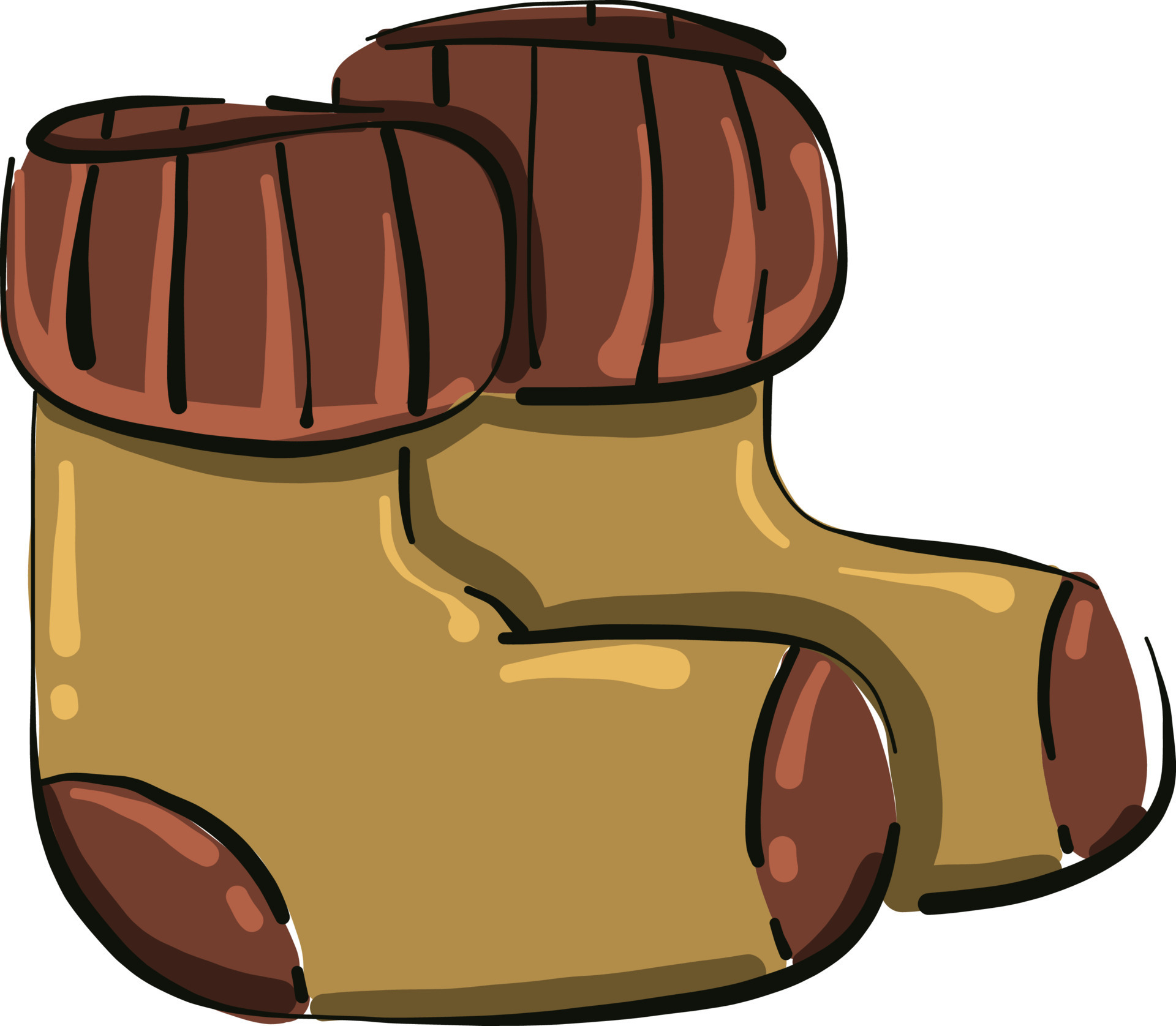 Brown old socks, illustration, vector on white background. 13759406
