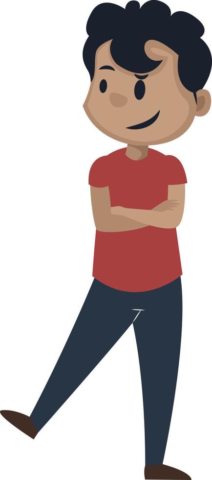 Boy is feeling nervous, illustration, vector on white background.