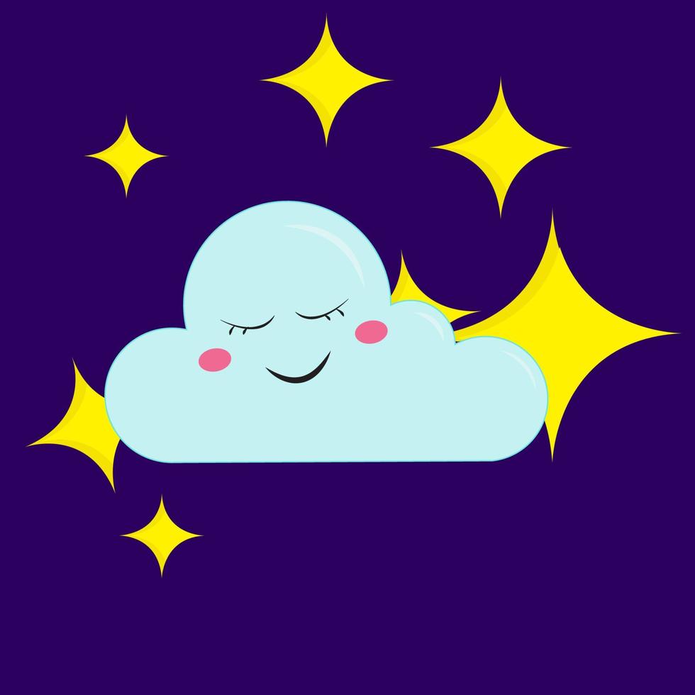A sleeping cloud, vector or color illustration.